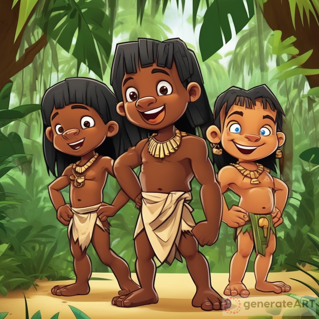 Cartoon Jungle Kids with Loincloth Adventure