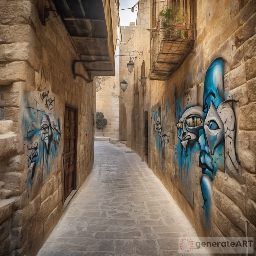 Dali Graffiti Mural in Jerusalem Alley