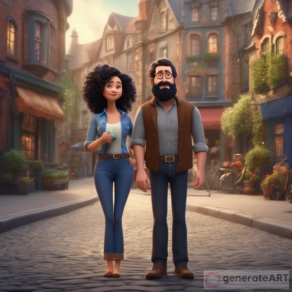 Pixar-style Middle-Aged Woman in Magical Street
