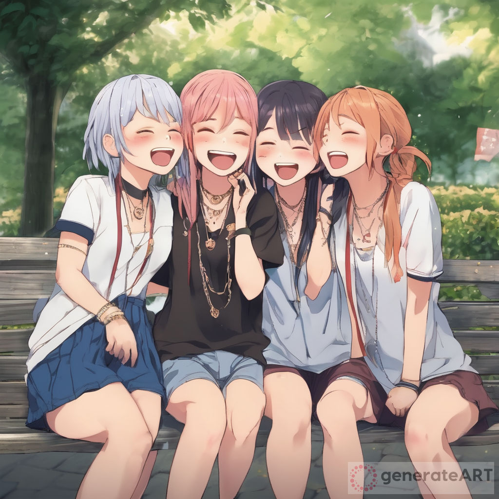 Anime Girls Friendship Necklaces on Garden Bench