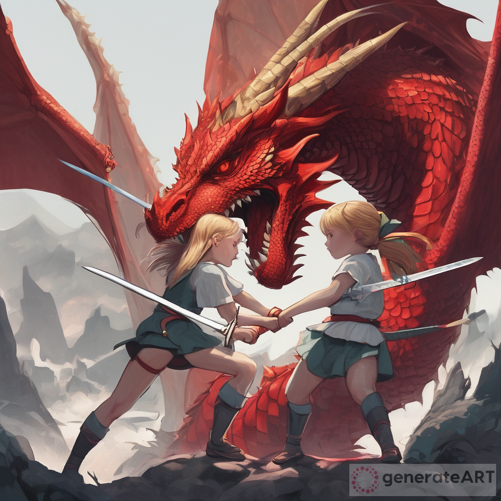 Epic Girl Power Battle: Two Girls vs. Red Dragon