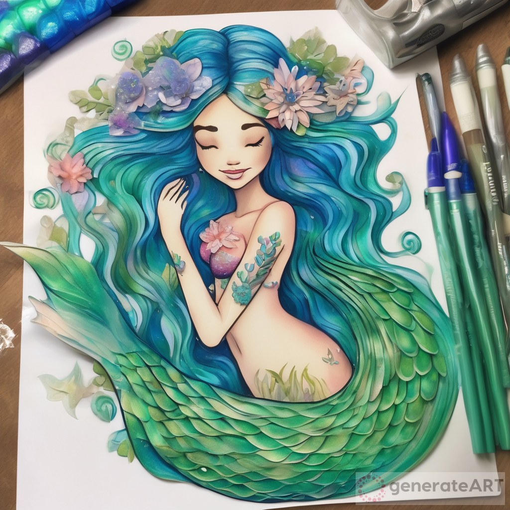 Enchanting Mermaid: Flowers & Iridescent Scales