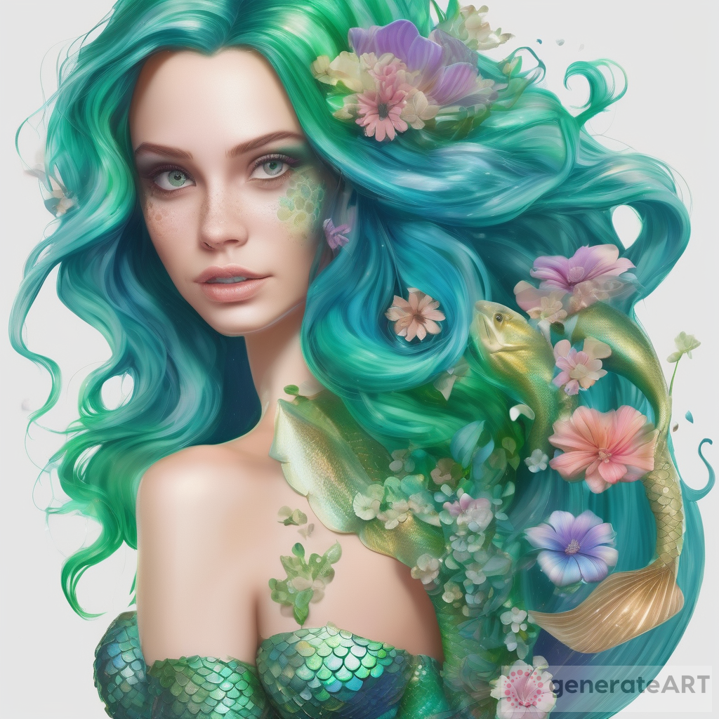 Stunning Mermaid with Flower Hair