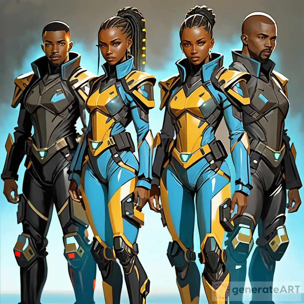 Futuristic African American Lieutenants in Cyberpunk Style