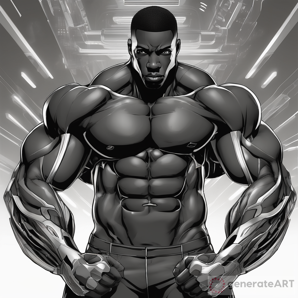 Muscular Black Man in Futuristic World