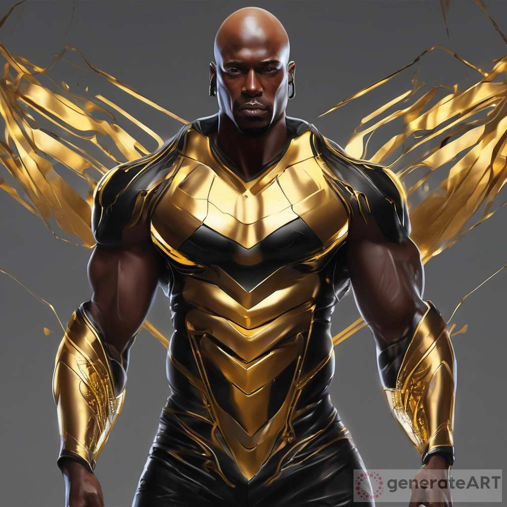 A Futuristic Depiction Of A Bald  Muscular Black Man..