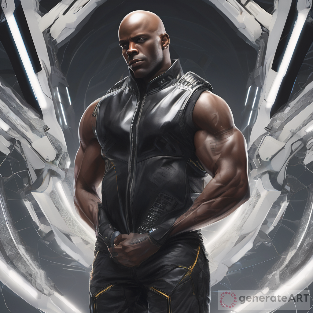 Futuristic Bald Muscular Black Man