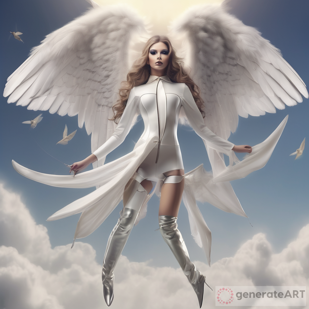 Angel Flying in Latex Boots