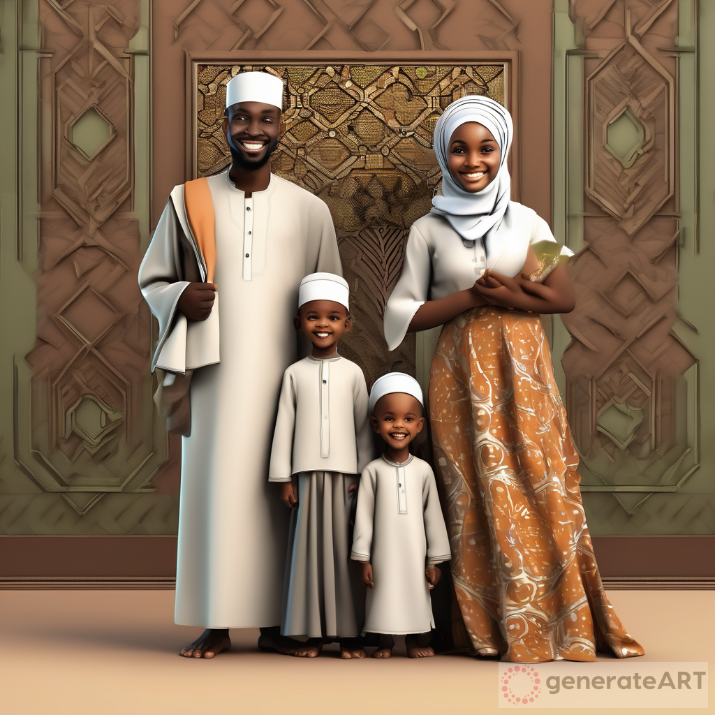 Joyful Eid Celebration: African Muslim Family
