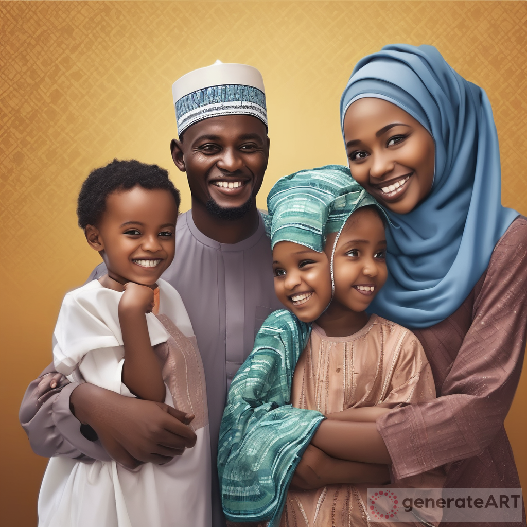 happy African Muslim family