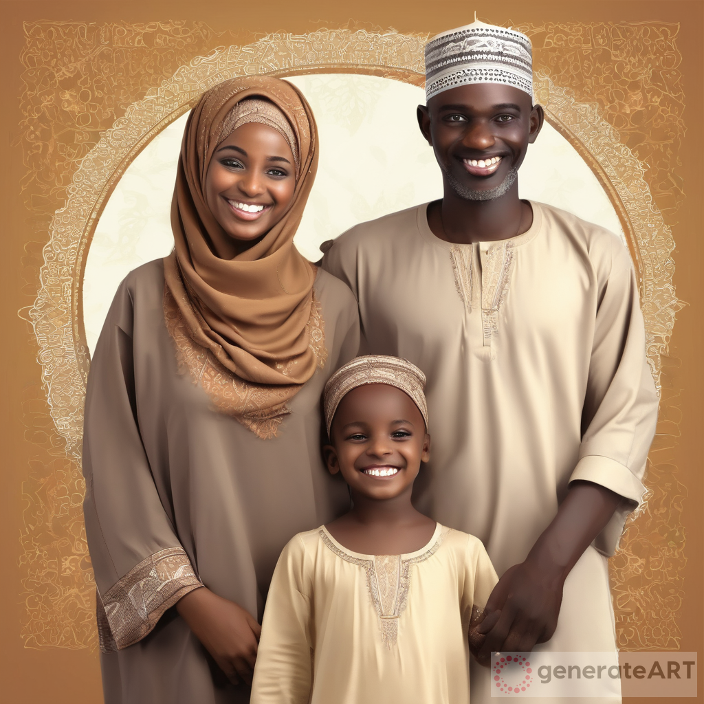 Joyful African Muslim Family Art