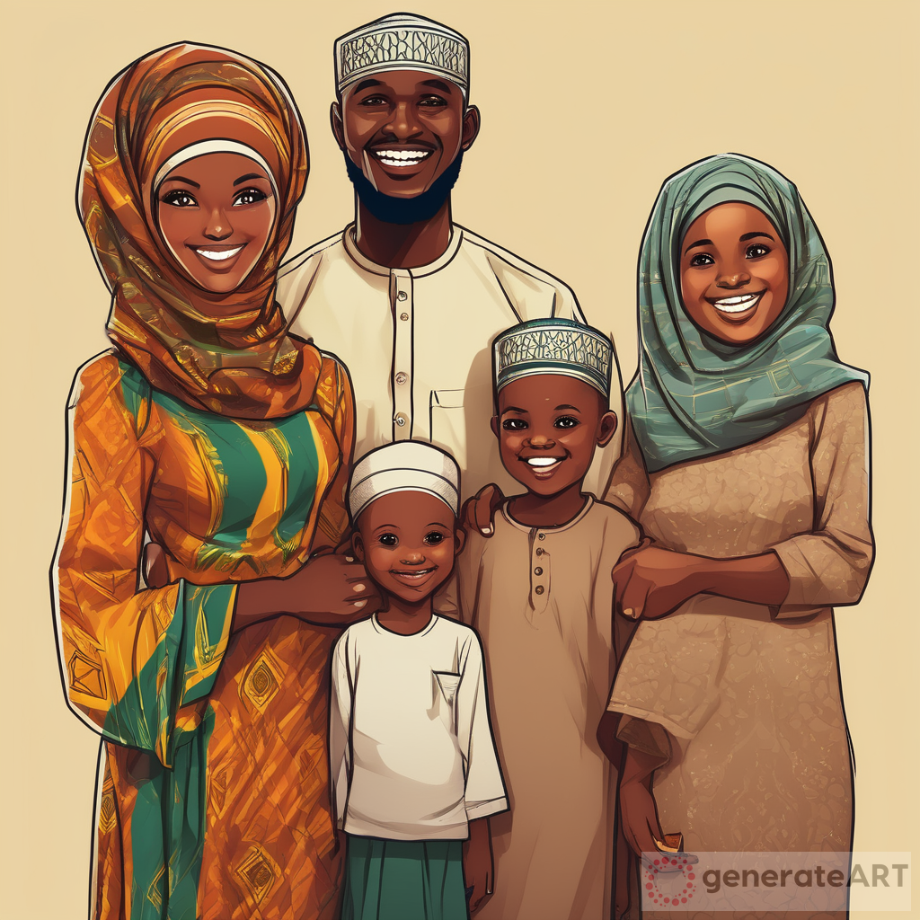 happy African Muslim family