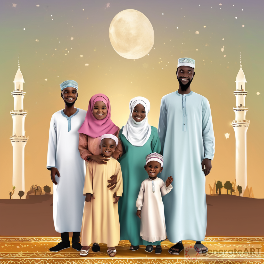 happy eid African Muslim family