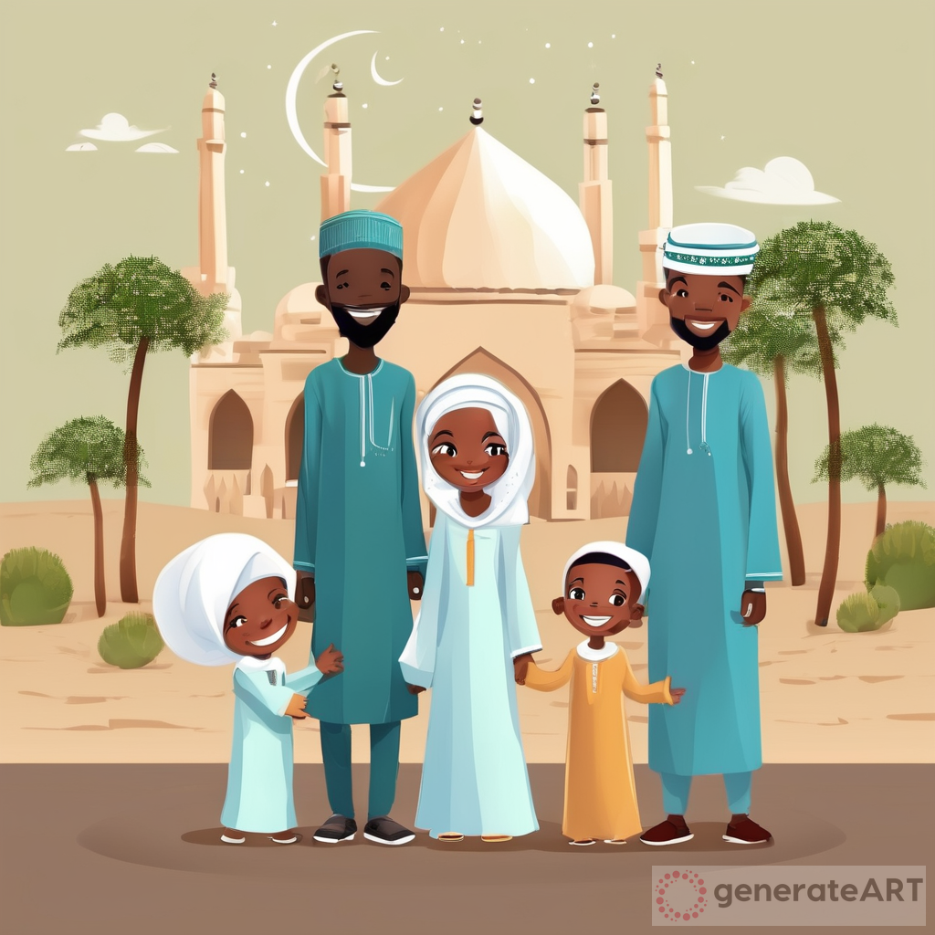 happy eid African Muslim family