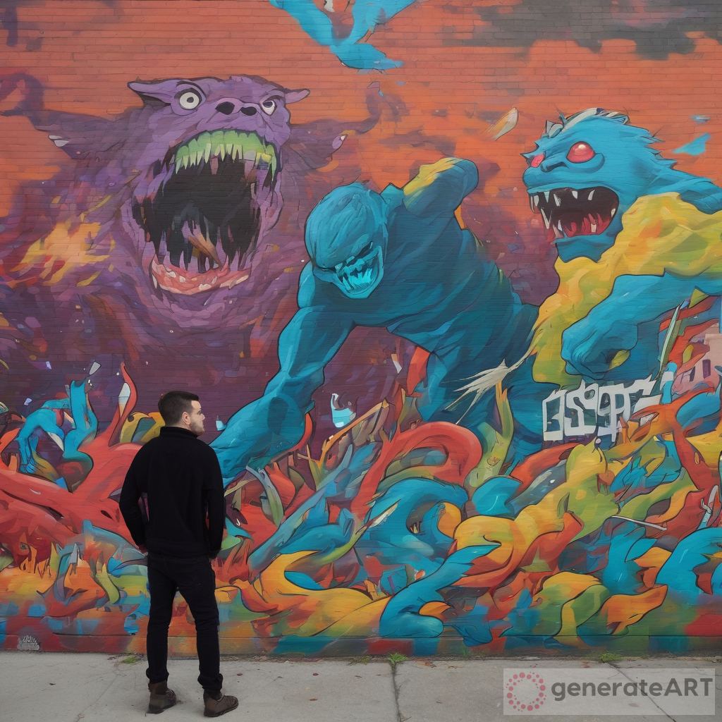 Rostam vs a monster mural