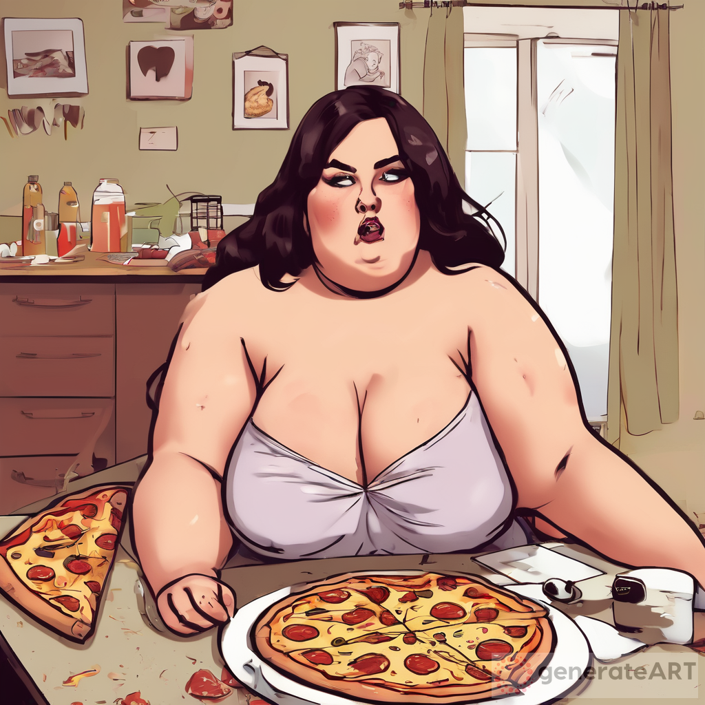 Beautiful Big Girl Eating Pizza Nude