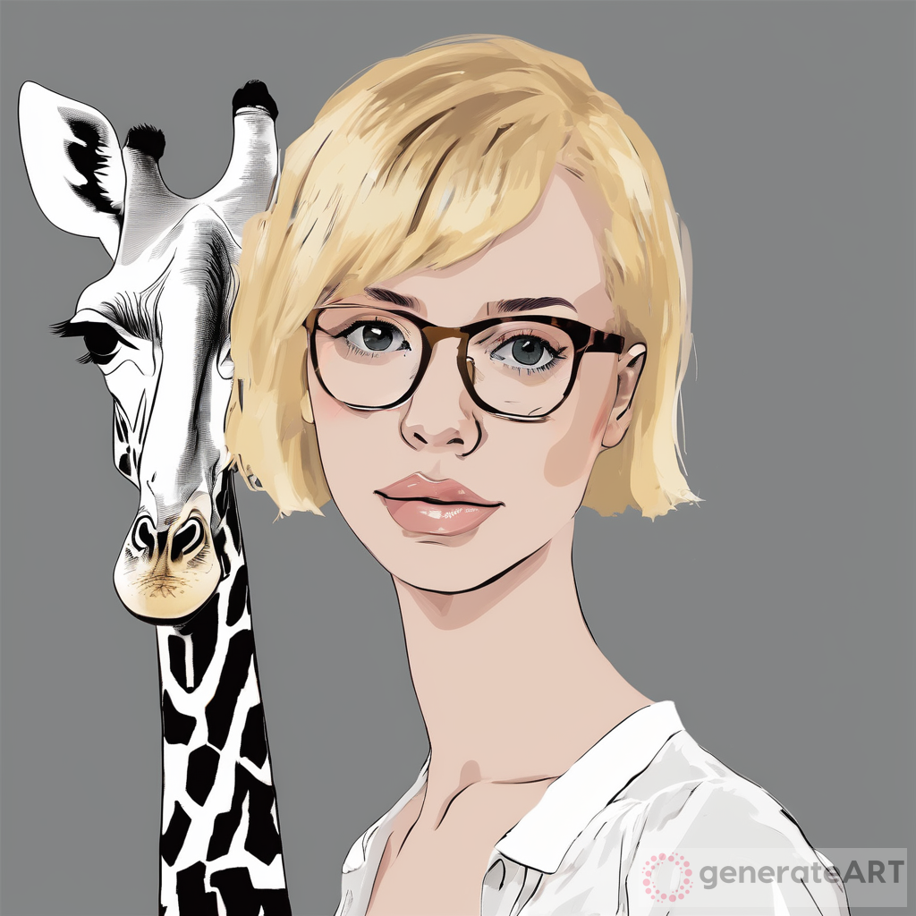 girl with blonde short hair and giraffe