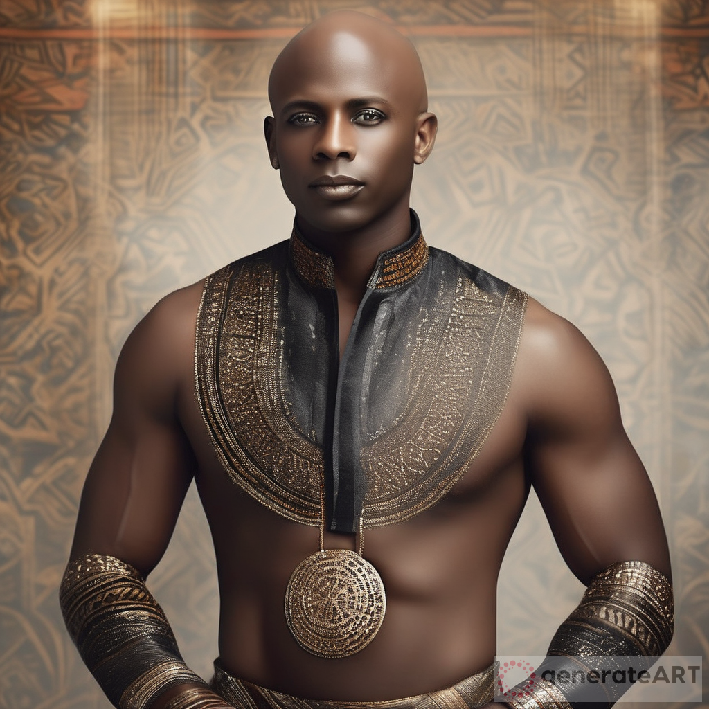 Beautiful Bald Black Man in Ethnic Clothing