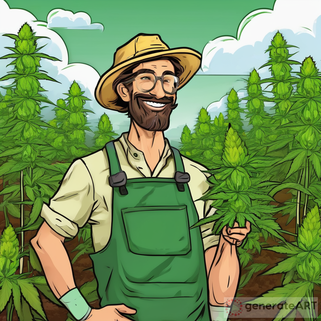 Happy Cannabis Farmer Comic Design