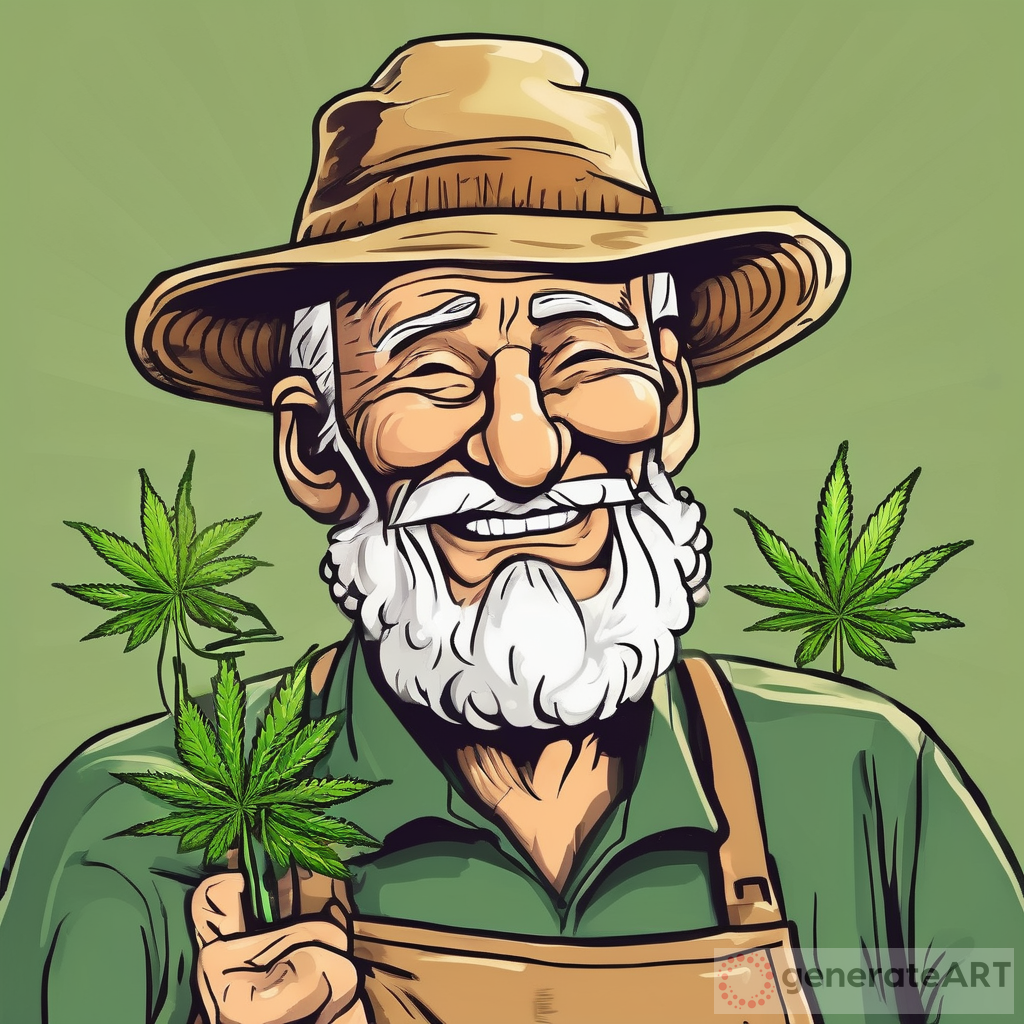 Happy Old Man Farmer Comic Design