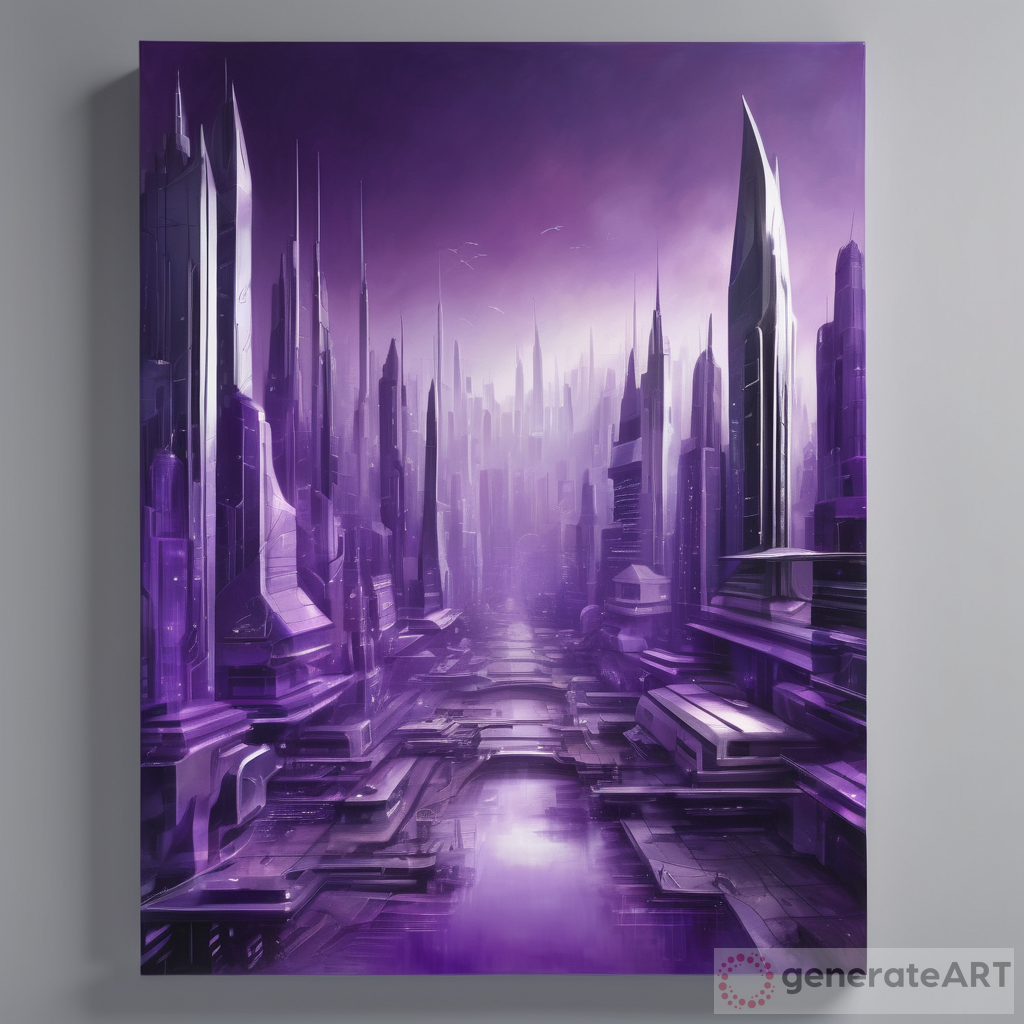 Purple & Silver Futuristic Cityscape
