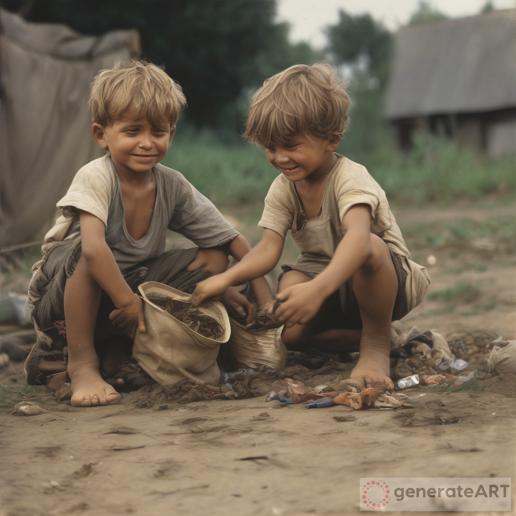 Joy of Little Boys Ragpickers Playing Barefoot