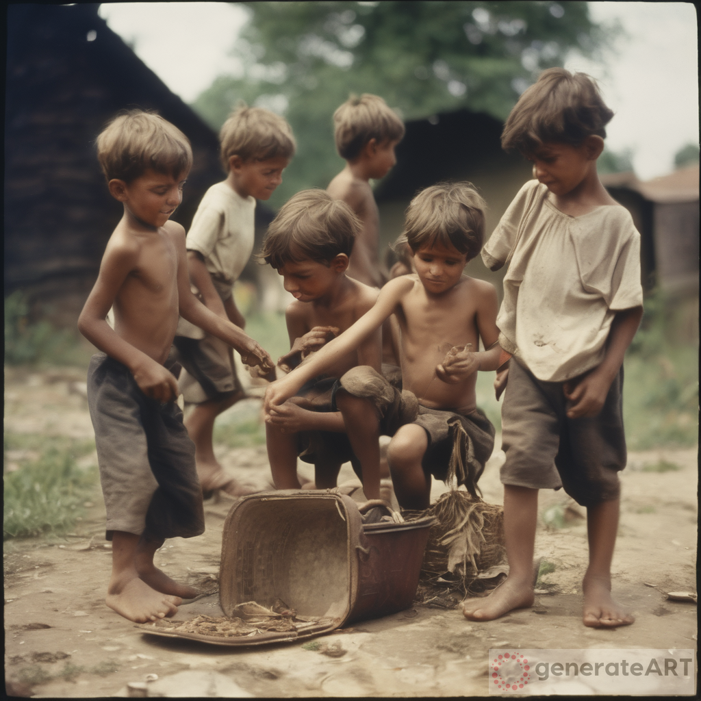 Ragpickers: Little Five Boys Playing Barefoot