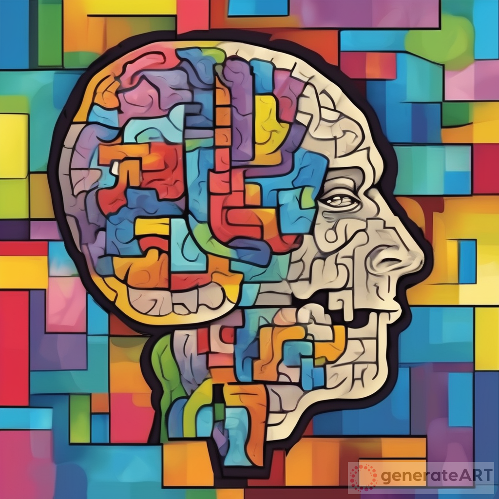 Artistic Fusion: Colorful Brain in Cubism Style