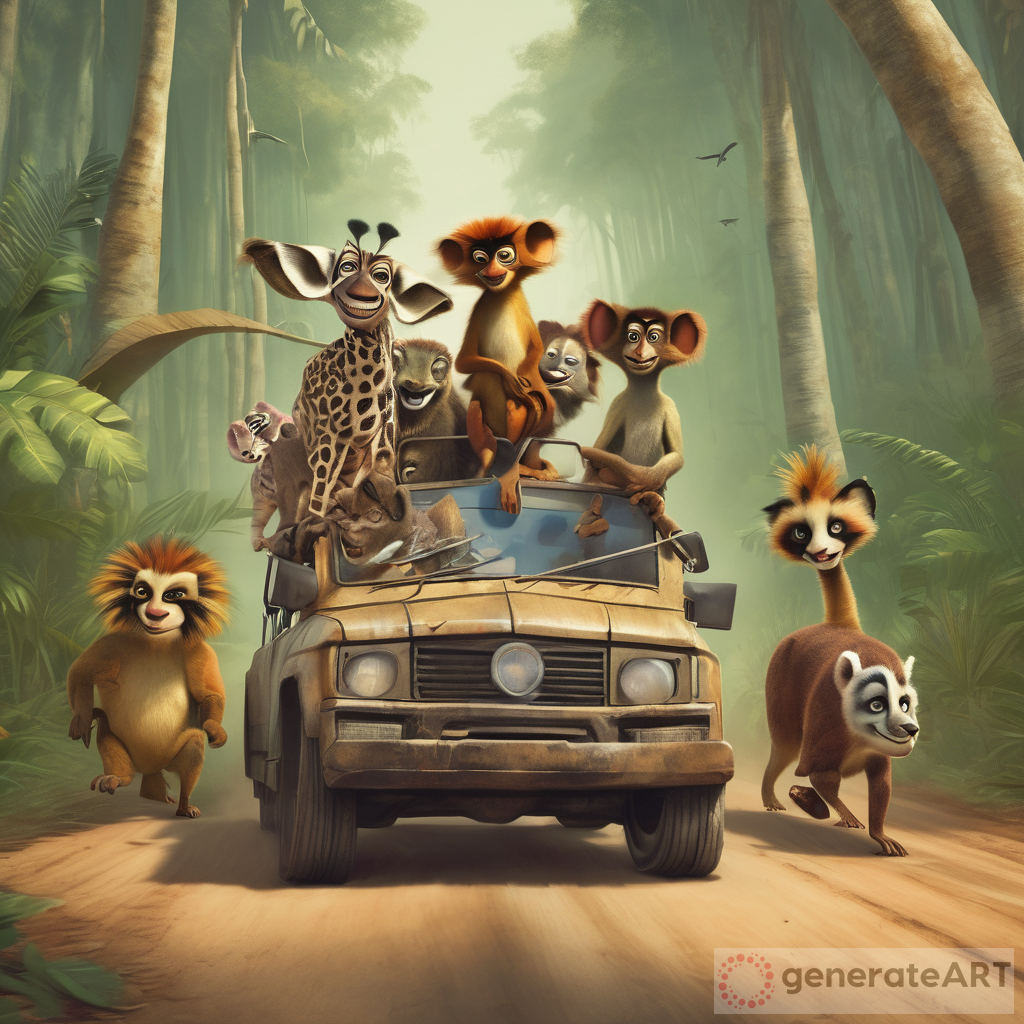 Madagascan Animals Ride PKM Car into Forest