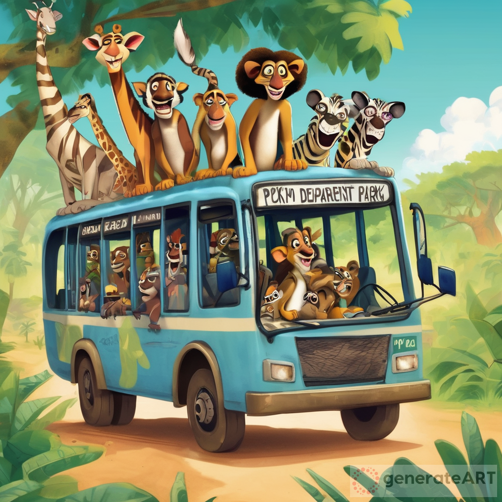 Madagascar Cartoons Bus Adventure to Safari Park