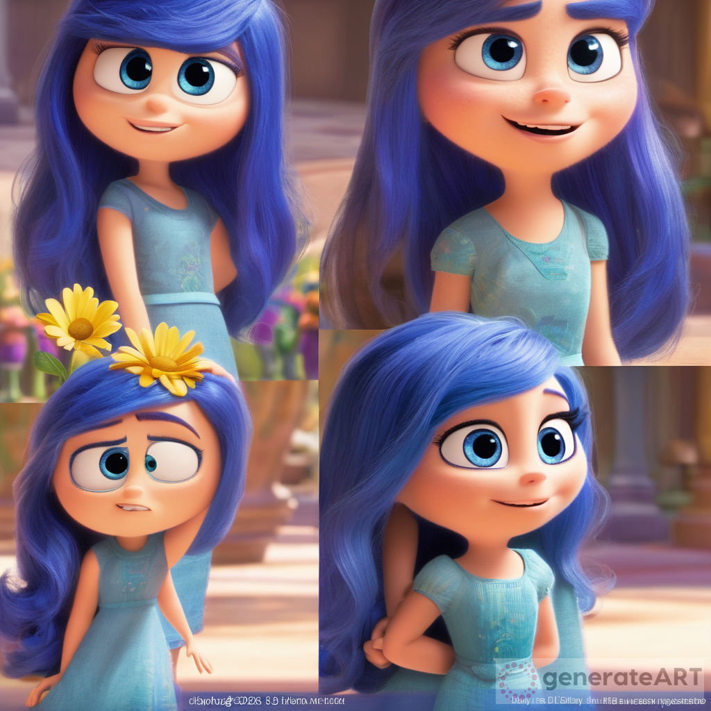 Meet Daisy, the newest Disney Pixar Inside Out character! A blue character, with her long hair with flowers on it, and a light blue dress, she brings peace and tranquility to Riley's head