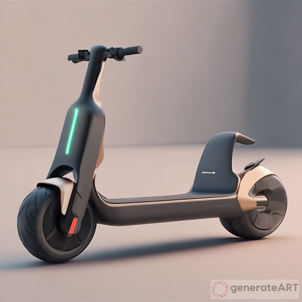 An electric scooter with swappable batteries near foot area. The design should be new and inspired by any animal or bird