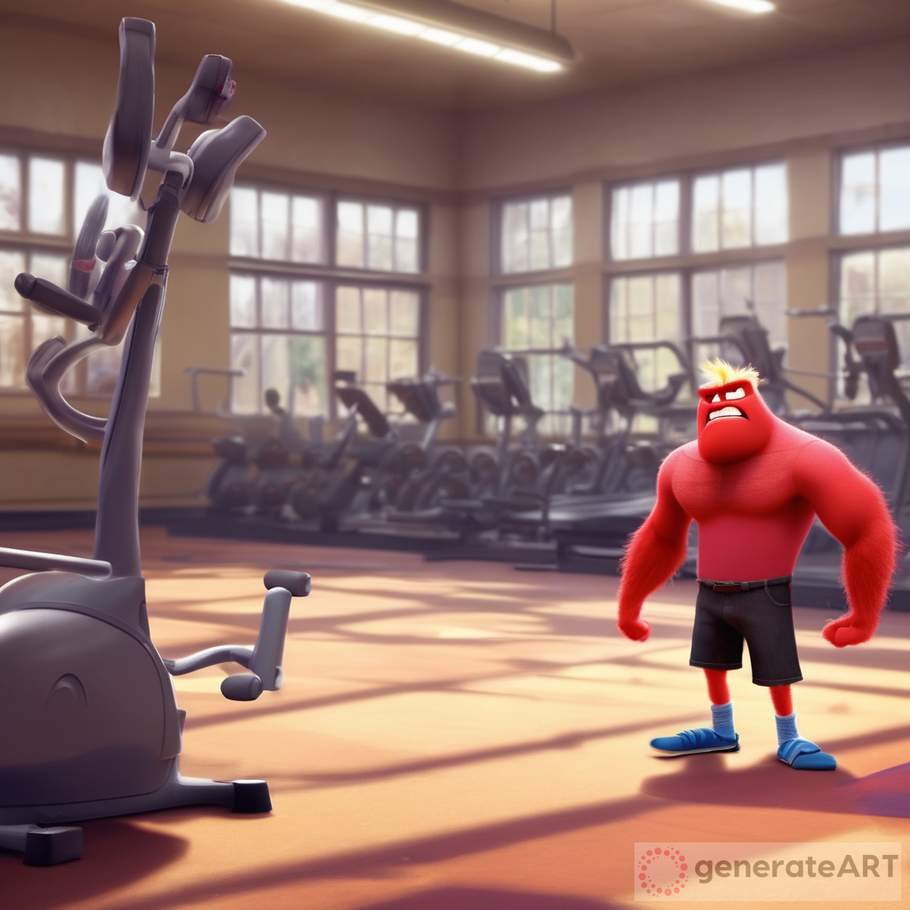 Disney Pixar Inside Out Anger on Gym working out