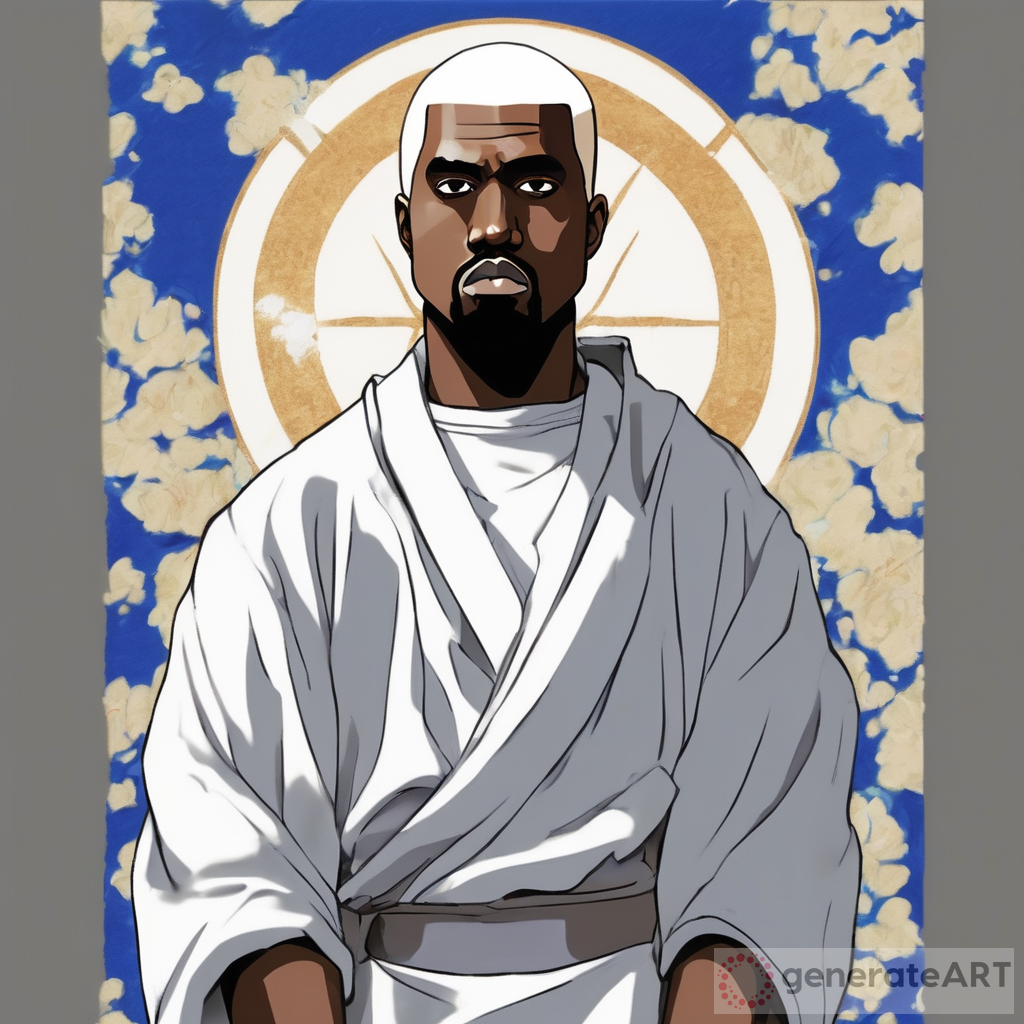 Can you make Kanye West as a Quincy from the anime Bleach. Make sure the art is detailed and looks good, and make the background of the art white