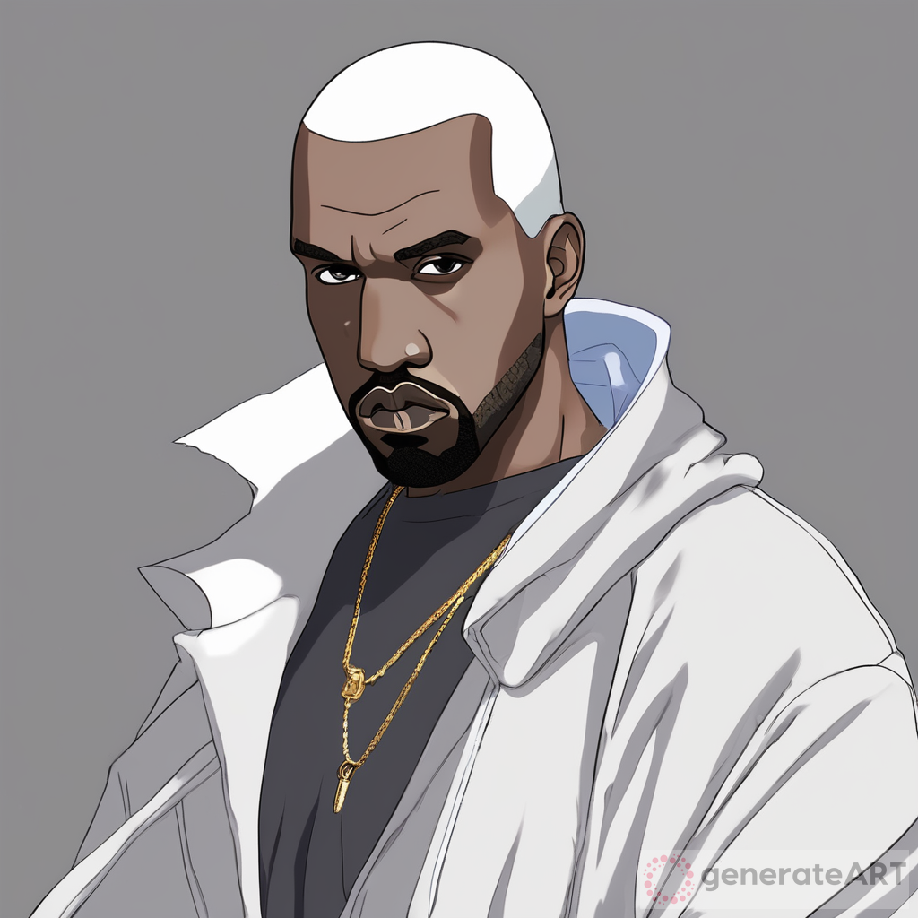 Can you make Kanye West as a Quincy from the anime Bleach. Make sure the art is detailed and looks good, and make sure to show all of him from head to feet