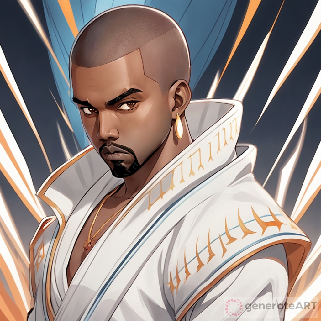 Can you make Kanye West as a Quincy from the anime Bleach. Make sure the art is detailed and looks good