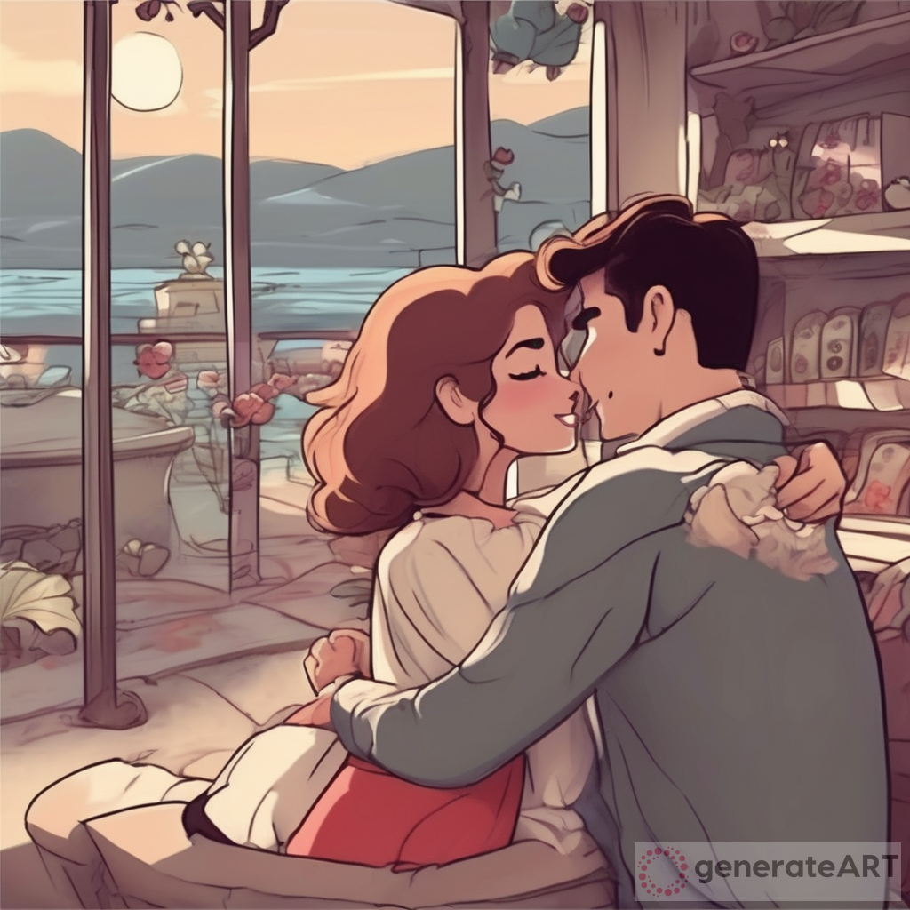 Enchanting Love: Romantic Cartoon Scene