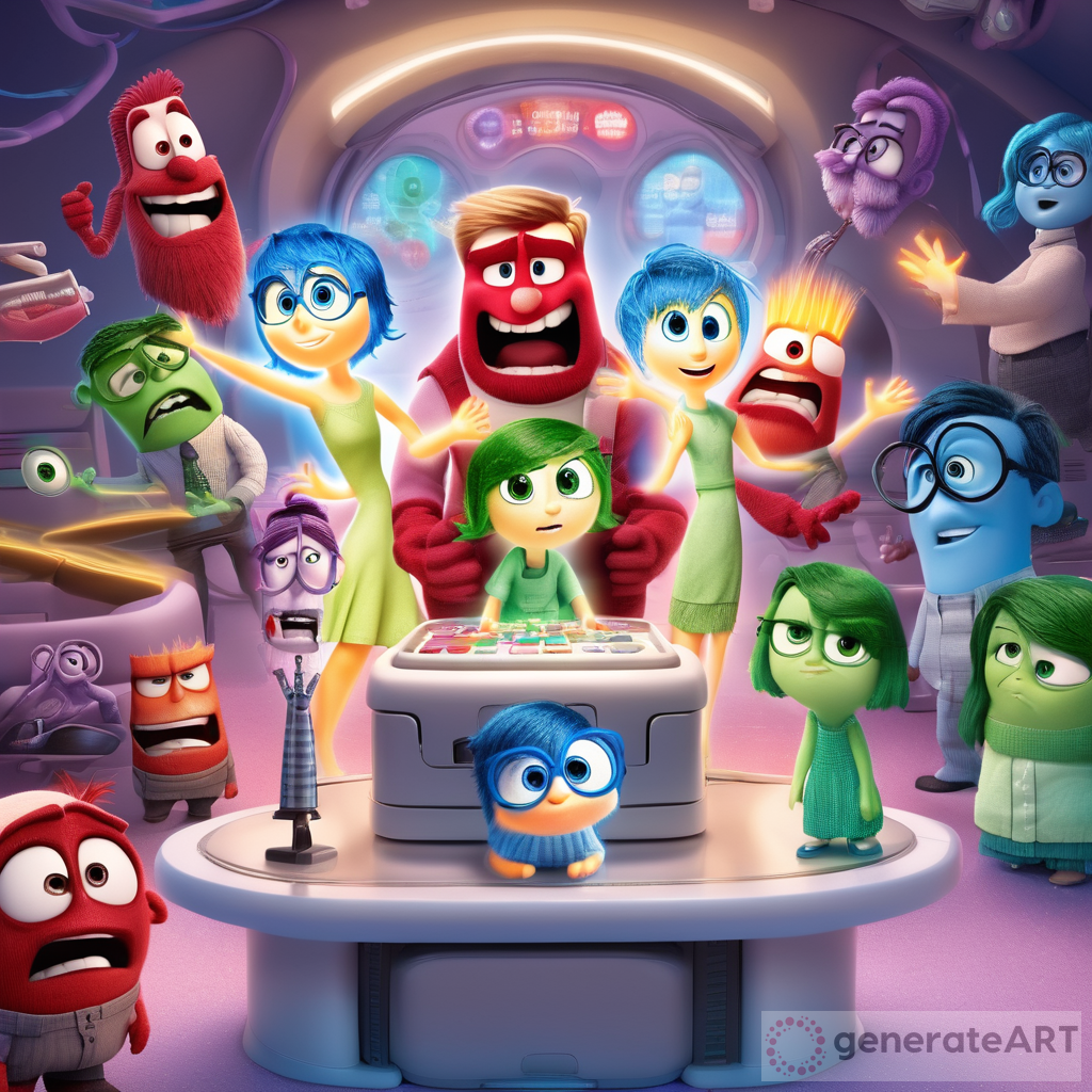 All inside out character and Jesus in the emotions control machine