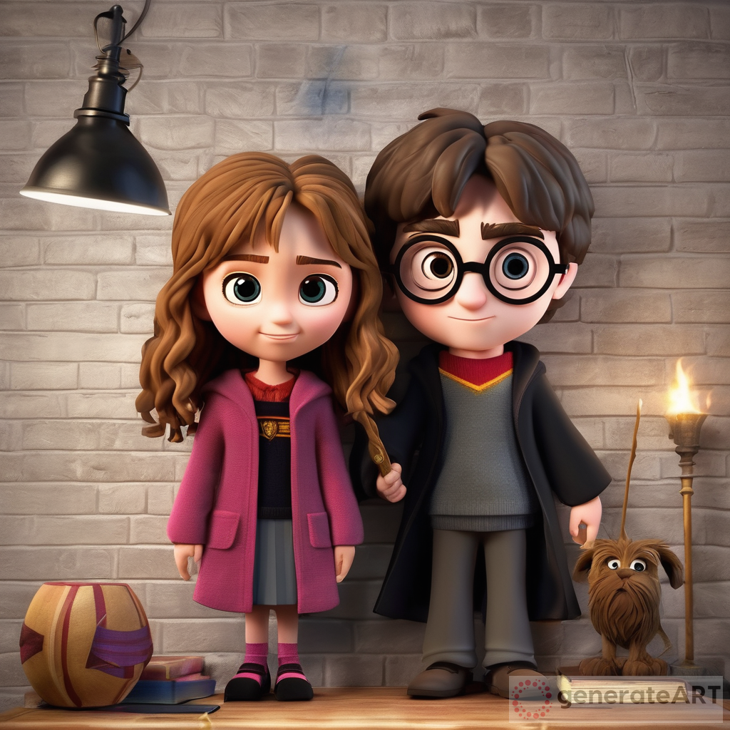 harry potter y hermione granger 3d pixar poster