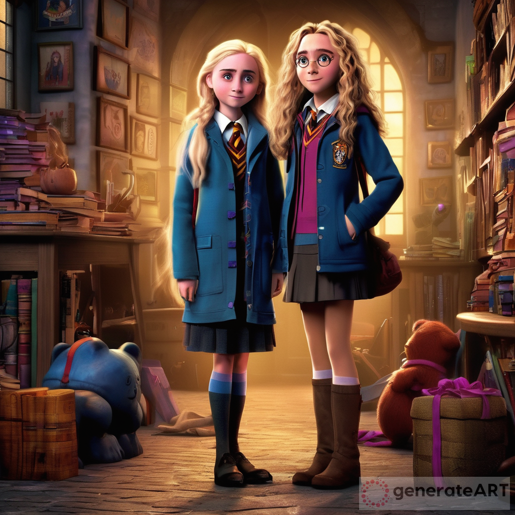 Luna Lovegood & Hermione Granger 3D Pixar Poster