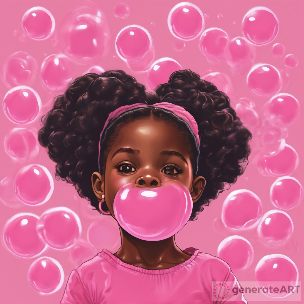 Little black girl popping pink bubble gum