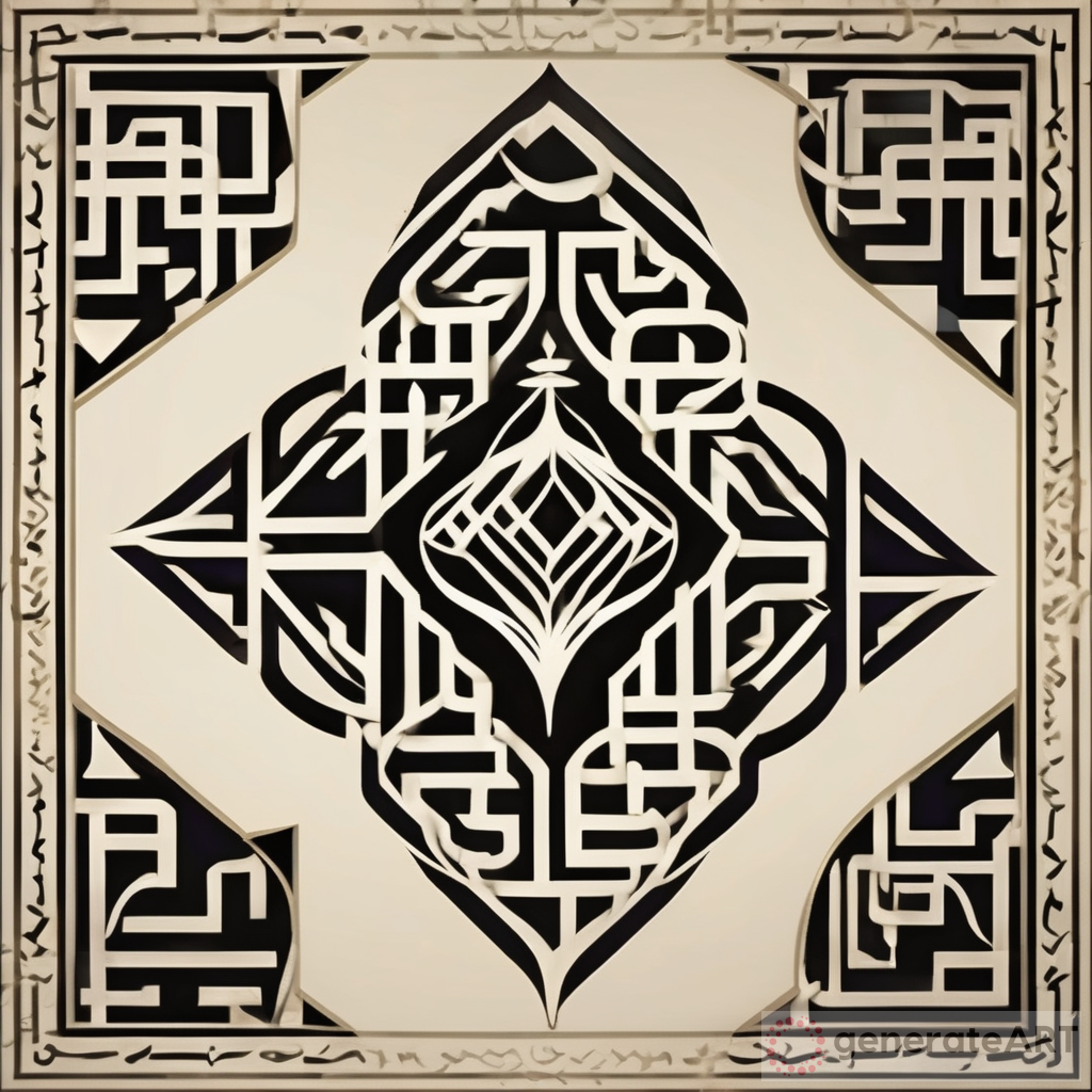 traditional Islamic calligraphy and modern design geometric patterns, honoring the rich artistic legacy of Islamic culture with a verse inside saying المنتصر بالله