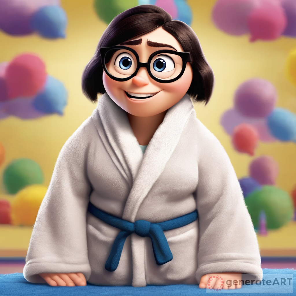 Disney pixar inside out emotion character: Confidence: wearing a bath robe