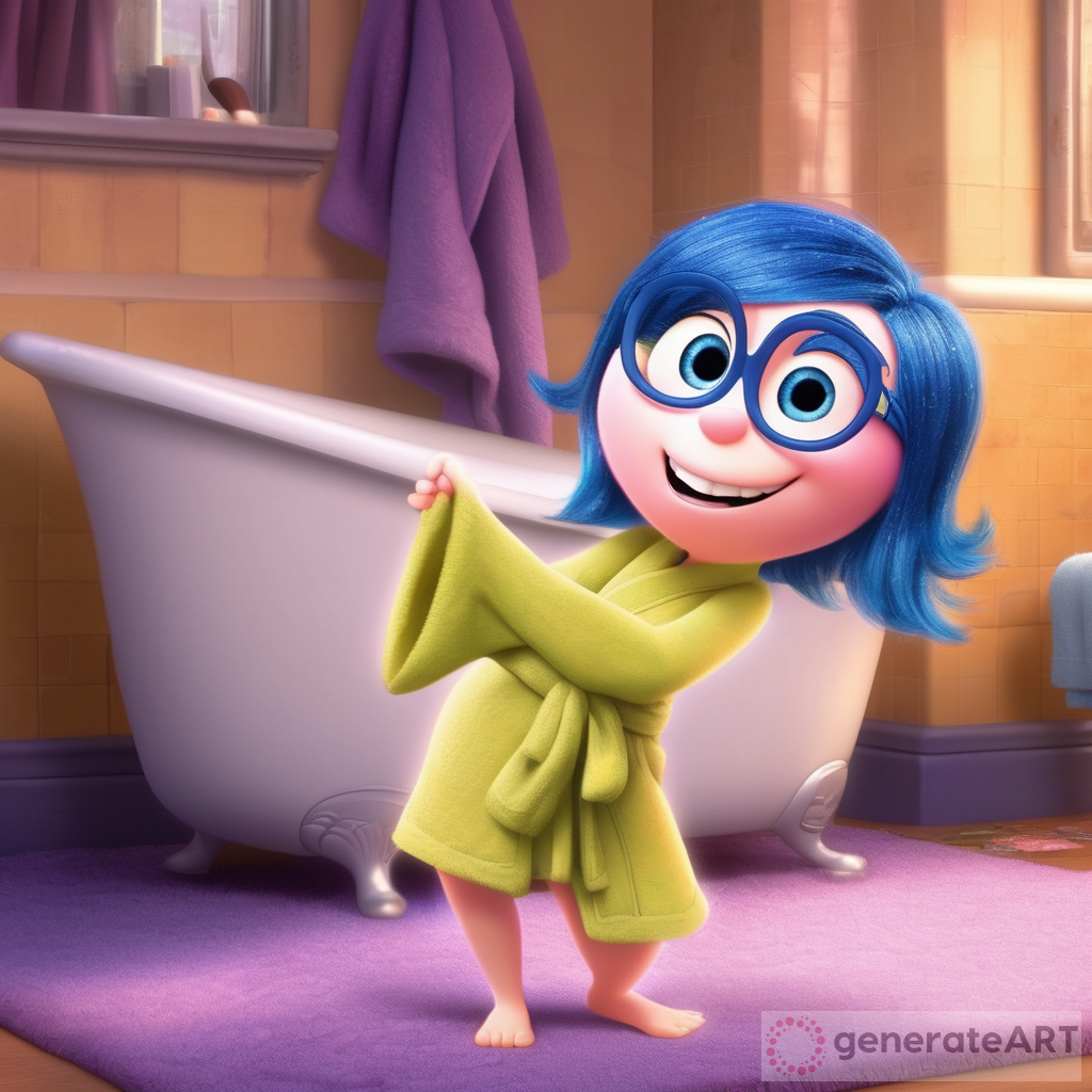 Disney Pixar inside out emotion character: Confidence boost wearing a bath robe and sexy body 