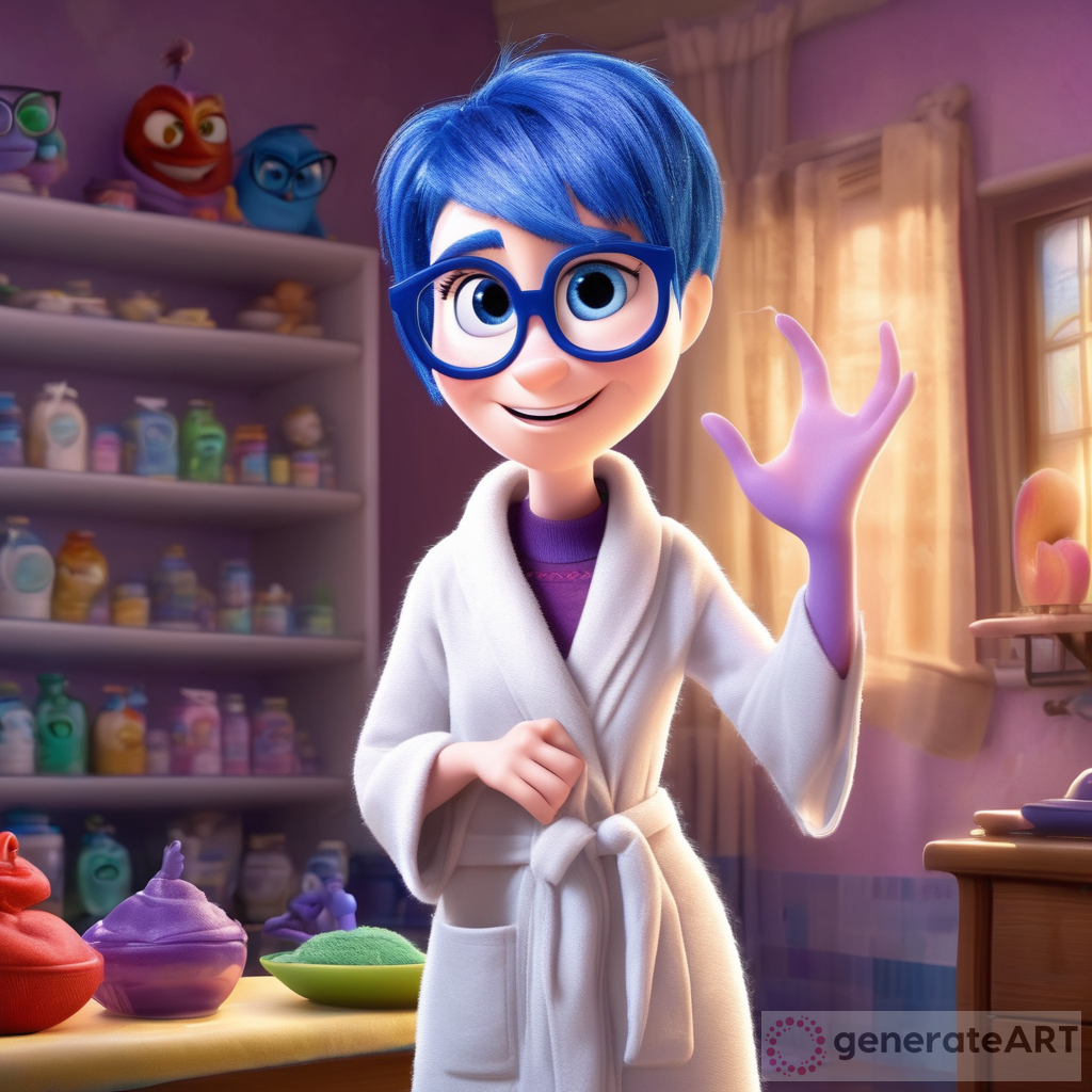 Disney Pixar inside out character: Empowered beauty and sexy confident character wearing a bath robe