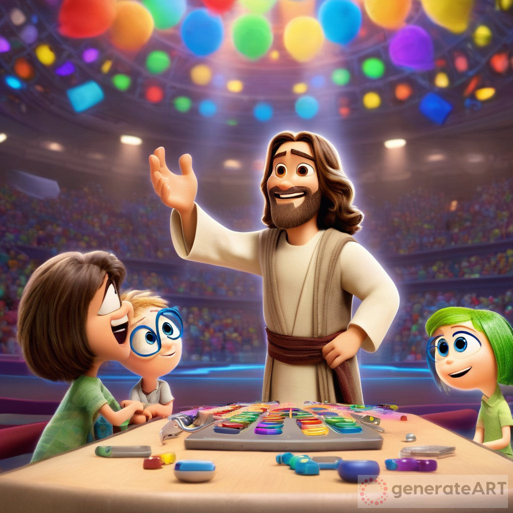 Jesus at the control with inside out 2 characters