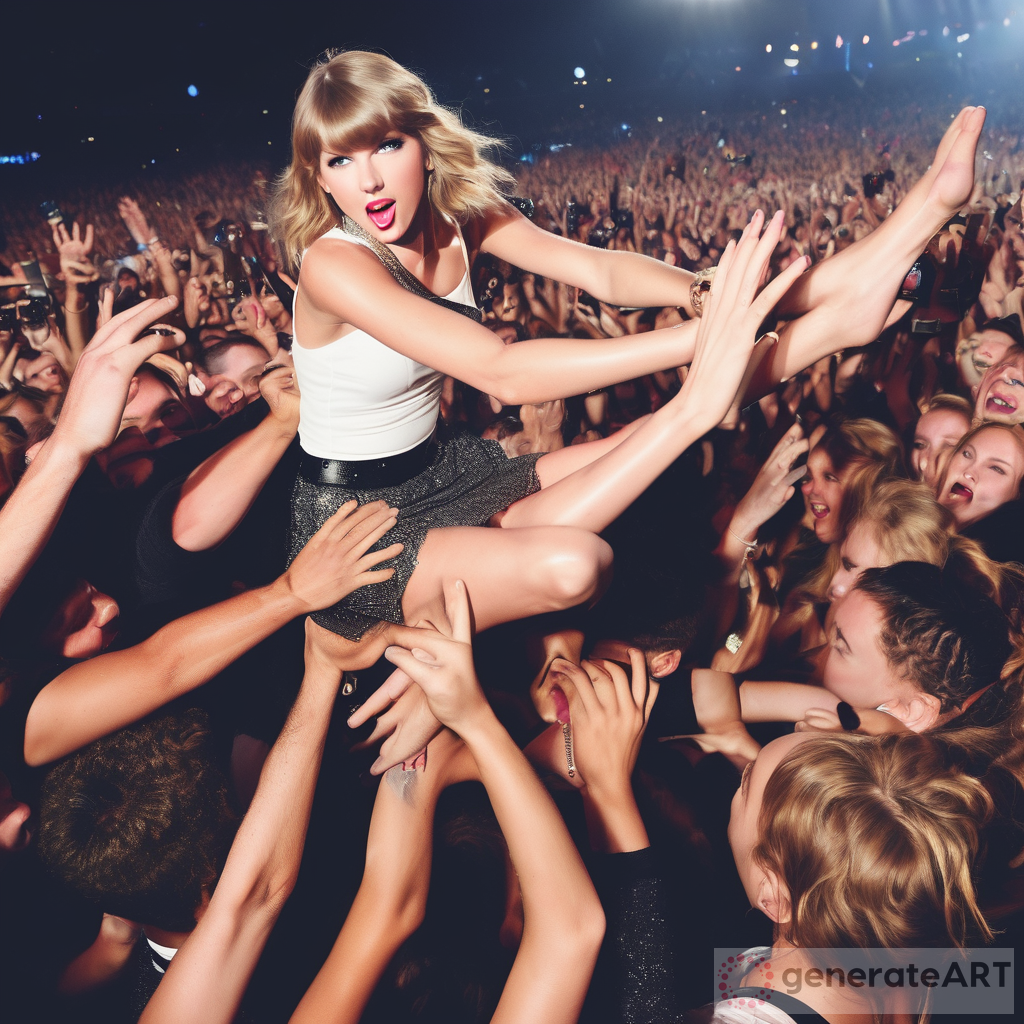 taylor swift crowd surfing in a short skirt  hand on ass