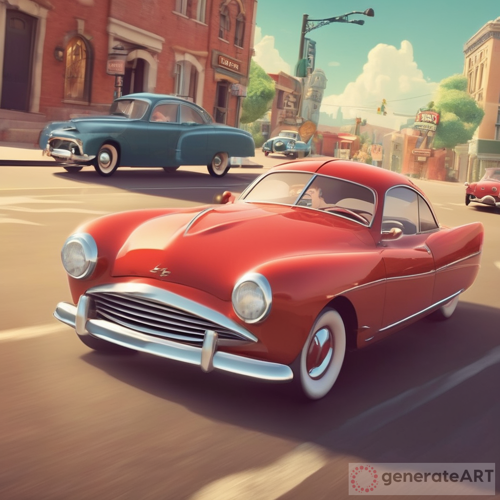 movie poster featuring him with a classic car. This unique blend of old Hollywood charm and modern animation is a tribute to the legendary actor