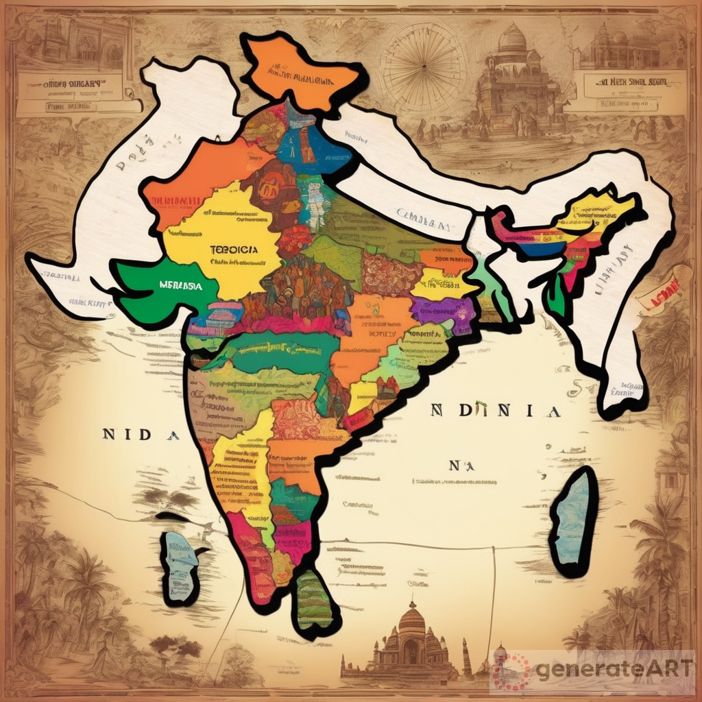 Map of India showing unity in diversity
