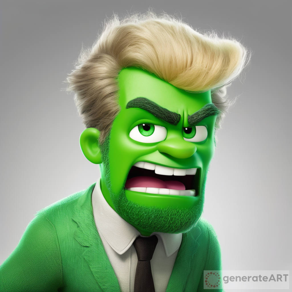 Inside out anger character but green with a beard